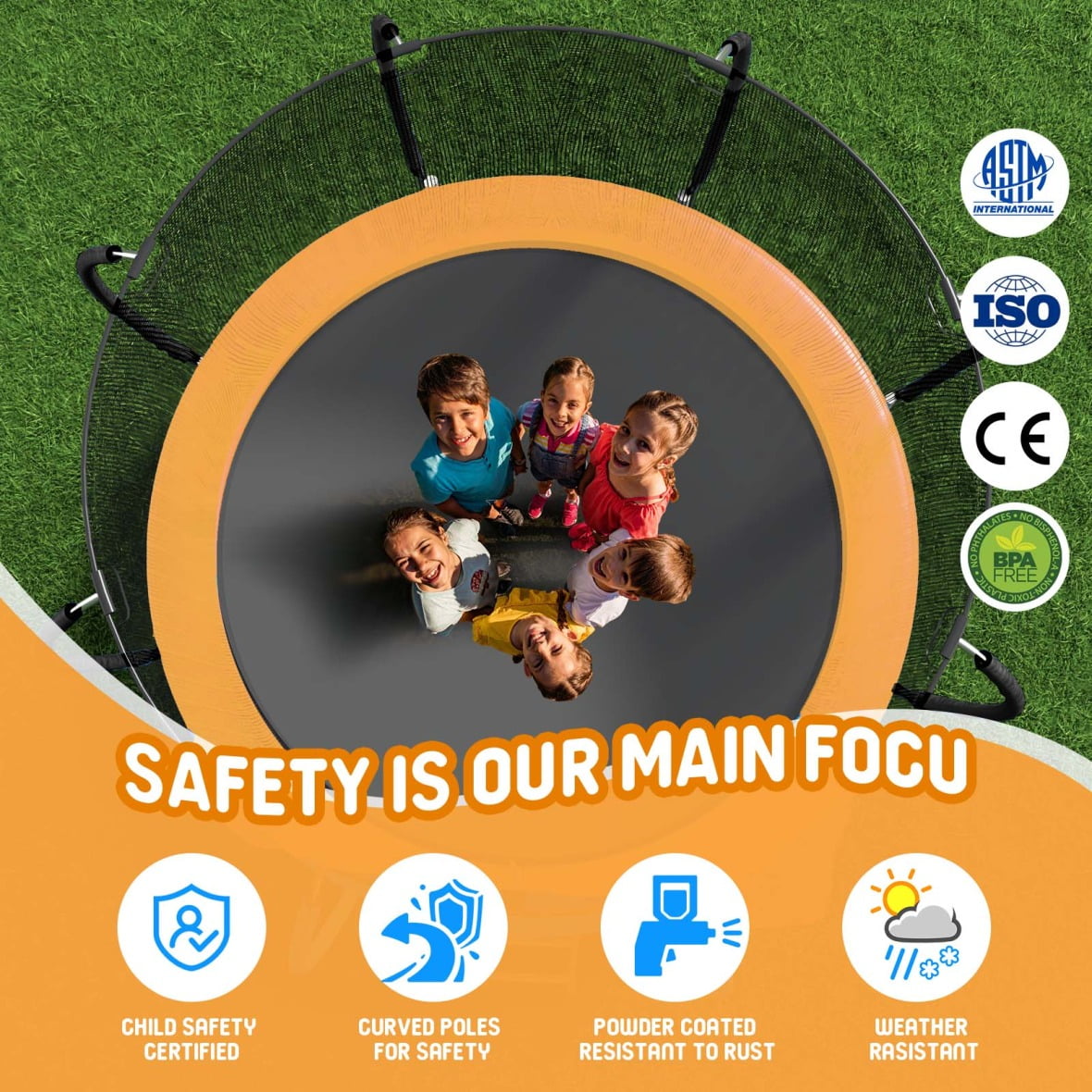 12FT Trampoline for Adults & Kids with Basketball Hoop, Recreational Trampoline with Curve Poles, Safety Enclosure Net & Ladder, 400LBS Capacity, Impressive Bouncing Experience with Waterproof Mat