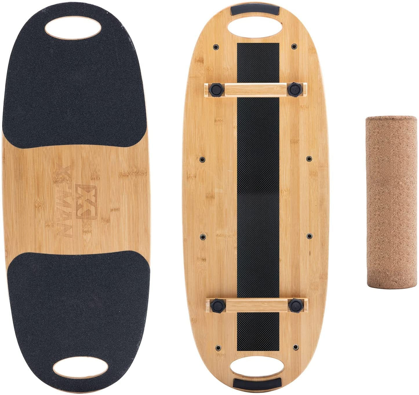 XCMAN Bamboo Balance Board Trainer with Adjustable Stoppers - 3 Different Distance Options | Balance Board for Surfing, Snowboarding, Skiing, Skateboarding , Yoga Training