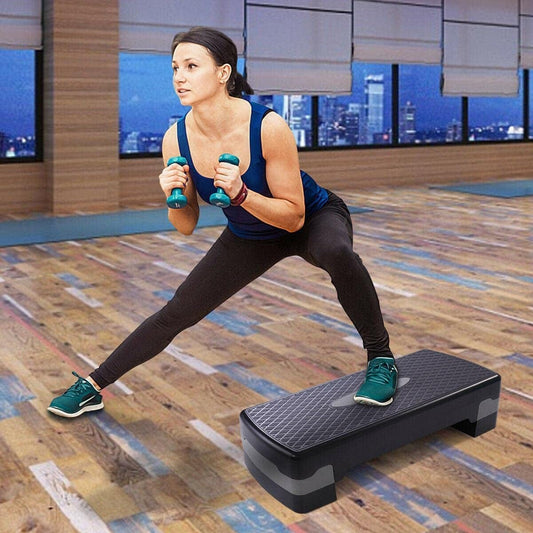 27" Fitness Aerobic Step Exercise Stepper Platform Adjust 4"- 6" with Risers Step Platforms Workout Equipment Exercise Equipment Home Gym Home Gym Equipment Step up Fitness Equipment Gym Equipment