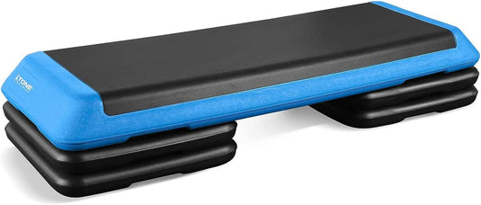 WF Athletic Supply Aerobic Exercise Workout Step Platform with 4 Adjustable Risers Included, Standard Health Club Size, Adjustable Height from 4” to 6” to 8”